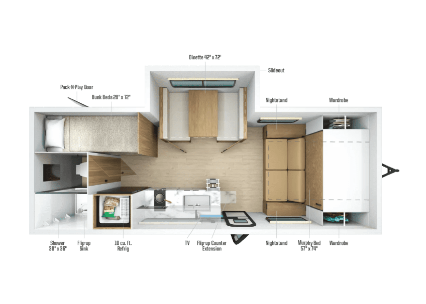 2026 Winnebago Micro Minnie 2200MBH - Floor Plan