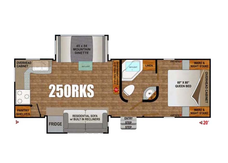 2017 Outdoors RV Black Stone 250RKS - Floor Plan