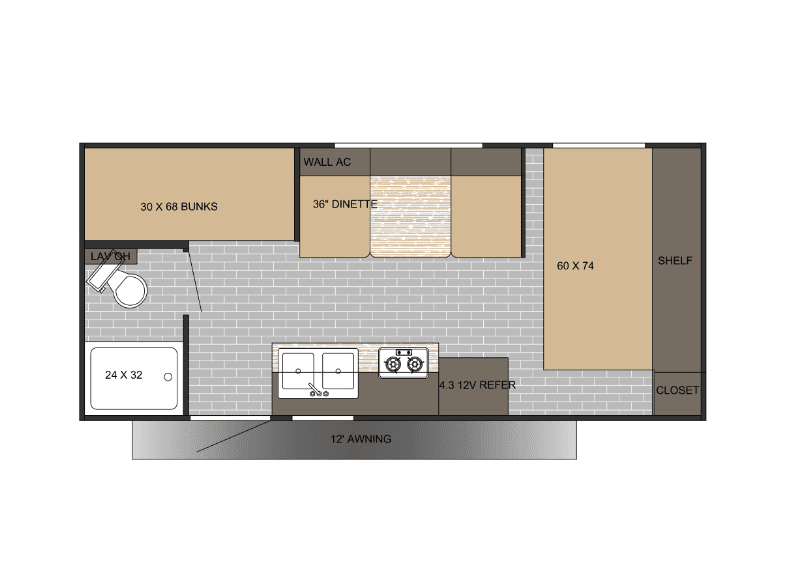 2026 Sunset Park RV Sun Lite 19BH - Floor Plan
